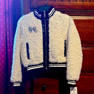 Stylish White and Black Kids Fleece Jacket